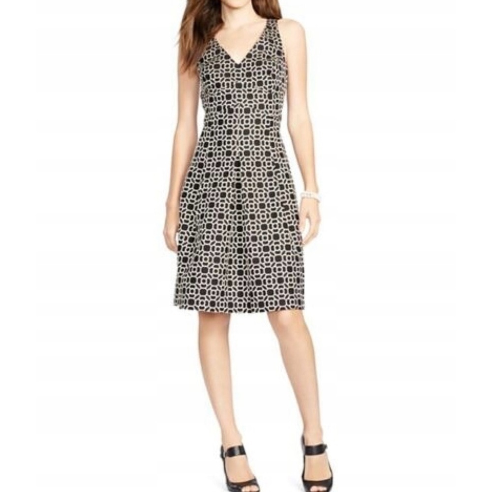 Ralph Lauren | Black & Champagne Gold A Line Cocktail Party Dress Holiday | sz 4